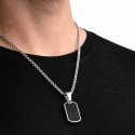 Pendant for Men Military Plate Carbon & Stainless Steel - Customizable American Tag Dog