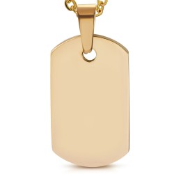 Colgante de mujer de acero bañado en cobre con pequeña placa militar para grabar