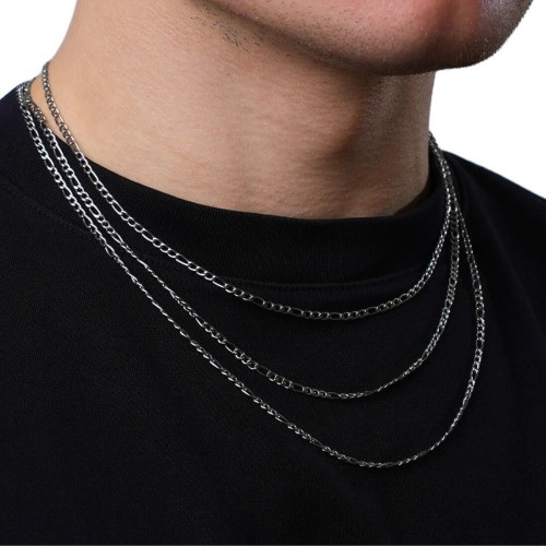 Figaro Stainless Steel Necklace - Men & Children - 2mm