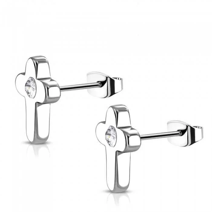 Boucles D’Oreilles Homme/Femme Acier Noirci – Carré Diamanté Zircon Noir, Style Créole Poussette