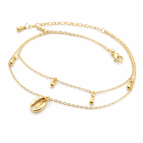 Cadena de tobillo de acero dorado de la mujer Fina - Cadena de doble cadena Graves y Tasse