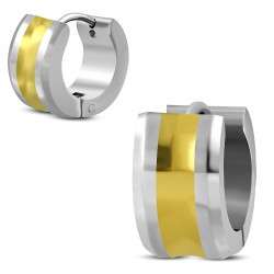 Pendientes criollos para mujer y hombre bicolor acero y banda dorada