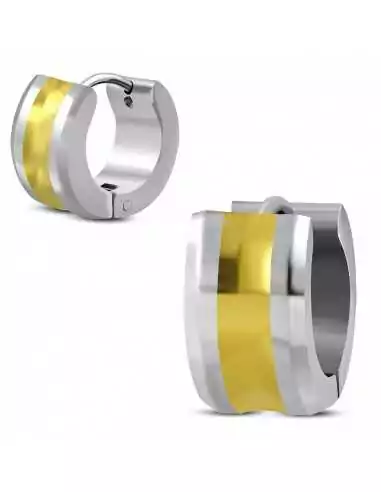 Kreolische Ohrringe für Damen und Herren, zweifarbig aus Stahl und Goldband