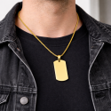 Pendentif Plaque Militaire Homme Acier Or Personnalisable recto ou verso et Chaine