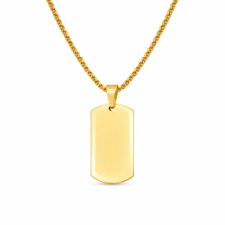 Pendant Male Military Plate Gold Steel Customizable and Chain