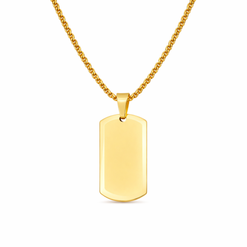 Pendant Male Military Plate Gold Steel Customizable and Chain
