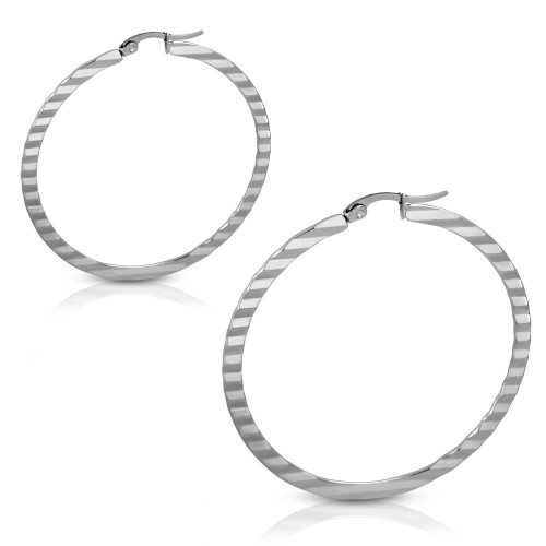 Pendientes grandes de aro para mujer acero inoxidable cebra 44mm