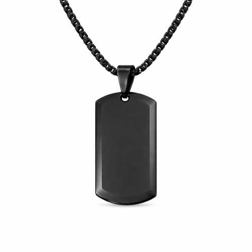 Collier Pendentif Homme Plaque Militaire Acier Inoxydable Noir – Dog Tag Personnalisable