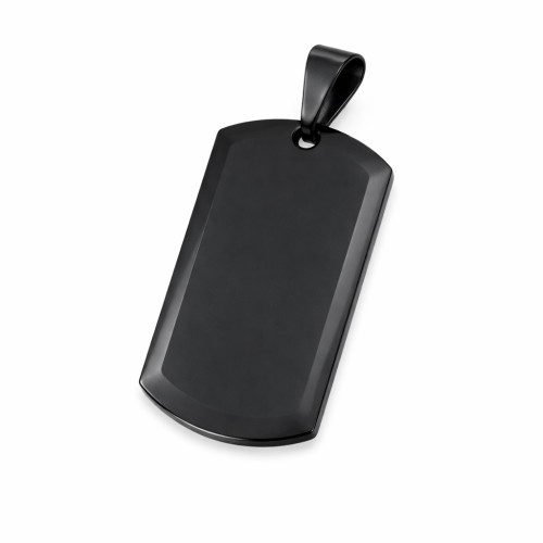 Collier Pendentif Homme Plaque d'identité Acier Inoxydable Noir – Dog Tag Personnalisable