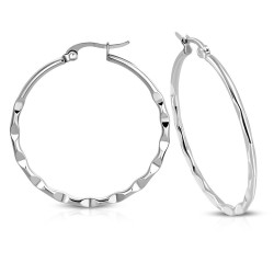 Pendientes grandes de aro para mujer acero inoxidable pellizcado 36mm