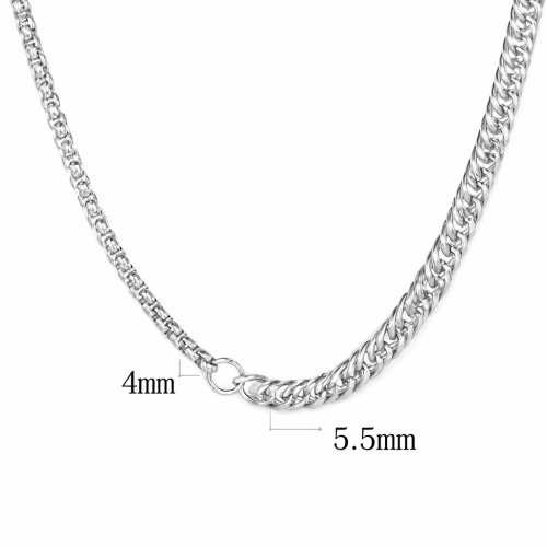 Maglia doppia cubana da uomo e catena in rete bizantina in acciaio inox - da 45 a 70 cm