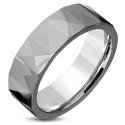 Bague anneau pour homme tungstène facettes sculptée triangle 6mm