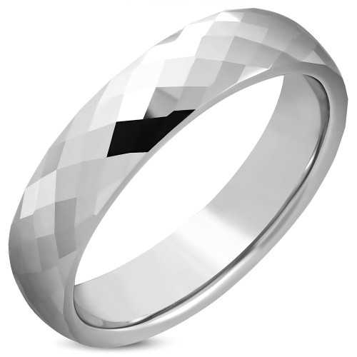Anello anello donna uomo in tungsteno con sfaccettature diamantate 5mm
