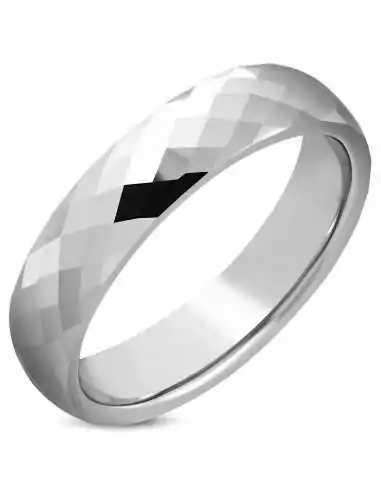 Anello anello donna uomo in tungsteno con sfaccettature diamantate 5mm