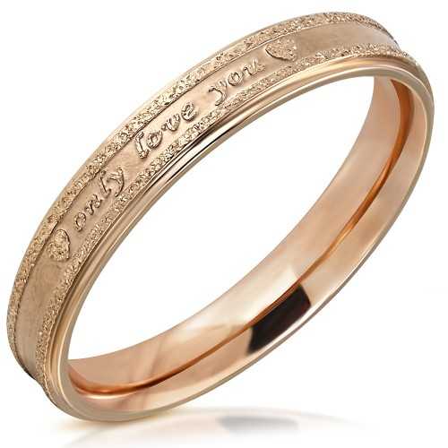Women's engagement ring in pink steel with the affirmation of only love you