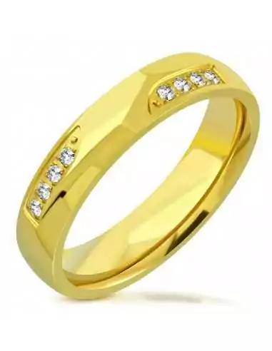 Bague anneau de mariage femme homme acier sertie pavé de pierres
