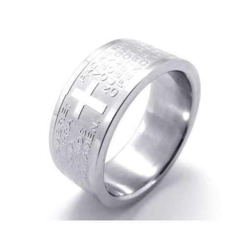 JOYERÍA PARA HOMBRE ANILLO TEEN NUEVO ANILLO DE ACERO BIBLIA ORACIÓN PADRE NUESTRO