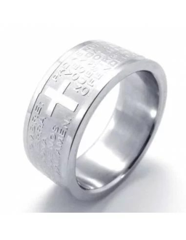 MEN'S JEWELRY RING TEEN NEW STEEL RING BIBLE PRAYER OUR FATHER