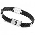 BRACELET GOURMETTE POUR HOMME EN VERITABLE CUIR ET FERMOIR ACIER 316L PROMO NEUF