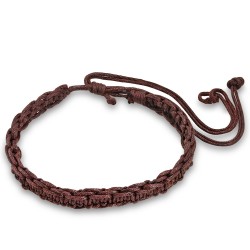 Pulsera hombre trenzada cuero marrón ajustable de 16 a 25cm