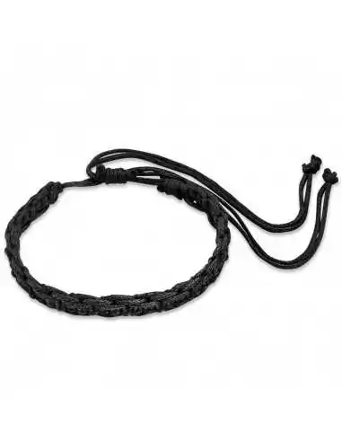 Verstellbares Armband aus Leder für Damen und Herren, geflochten in der Farbe Schwarz, 15 bis 25 cm
