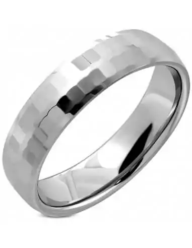 Ring für Damen und Herren aus Wolfram, facettiert, rechteckig, 6 mm