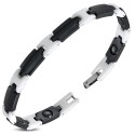 Bracelet pour homme en céramique noire et jointure segment H blanc