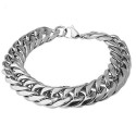 Bracciale da uomo a catena in acciaio maglia cubana larga XXL 16mm 21cm