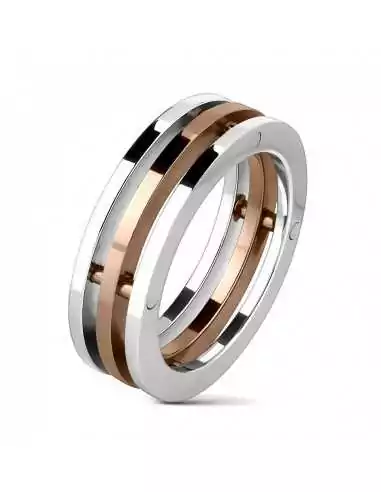 Herren-Trio-Ring aus kaffeefarbenem Stahl, mechanisches Design
