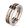 Bague trio anneaux homme acier couleur café design mécanique