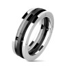 Bague 3 Anneaux Homme Acier Inoxydable - Design Mécanique Noir & Argent