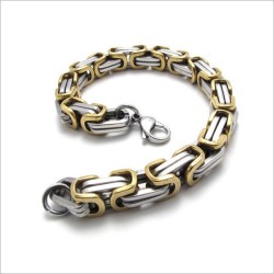 BLACELET GOURMETTE MEN ADO FRAUEN BIBJOU DE LUXE IN STEEL 316L UND PLAQUE OR 18 CARATE BLING RAPPEUR NEUF