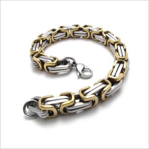 BLACELET GOURMETTE MEN ADO WOMEN BIBJOU DE LUXE IN STEEL 316L AND PLAQUE OR 18 CARATES BLING RAPPEUR NEUF