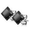 Par de pendientes de hombres ADO ROD MANQUILER MANQUILIO STEY CLASP Cuadrado Zircon Diáter Diámetro Negro para 3 mm a 10 mm