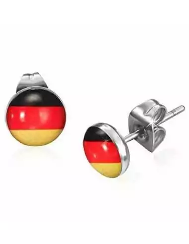 Paire clous boucles d'oreilles homme acier et imprimé drapeau allemand