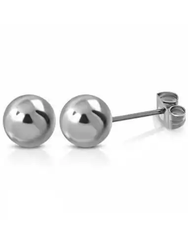 Paar Nägel-Ohrringe für Damen und Herren, Kugel aus Stahl, 5 mm
