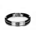 Bracciale da uomo in gomma siliconica e chiusura con piastra a croce in acciaio