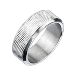 BAGUE BIJOU HOMME ADO ANNEAU ACIER NEUVE BIBLE PRIERE NOTRE PERE