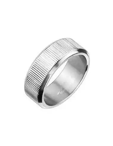 Anello anello da uomo in argento titanio fascia striata originale