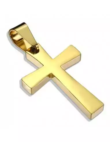 Ciondolo da uomo a croce latina in acciaio inossidabile color oro