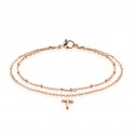 Pulsera de cadena de tobillo ajustable para mujer, acero cobreado, colgante de cruz