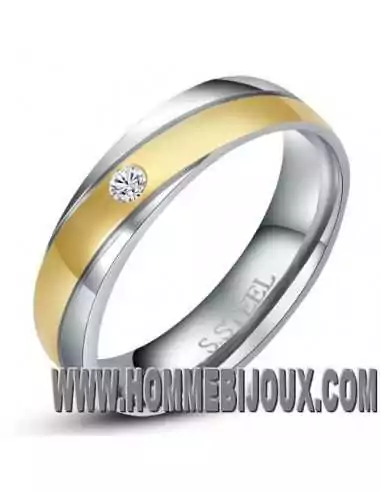 RING FOR MEN TEEN WOMAN ALLIANCE RING STEEL GOLD PLATED ZIRCON MELI MELO NEW