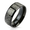 Men's Ring ADO Steel Cross Plate Black Prayer Bible Our Father Lord Lord New 2566