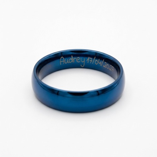 Frauen der Frauen-Verlobungsring aus Edelstahl blaue Farbe 6mm mit Innengravur