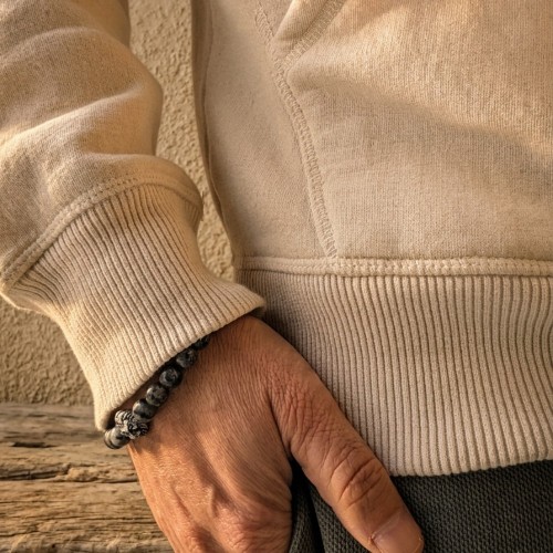 Perle di braccialetto da uomo Agata Agata Grigio naturale e Testa di leone in acciaio inossidabile