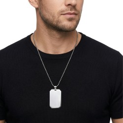 Collier dog tag homme en acier inoxydable effet miroir avec forme octogonale originale. 2