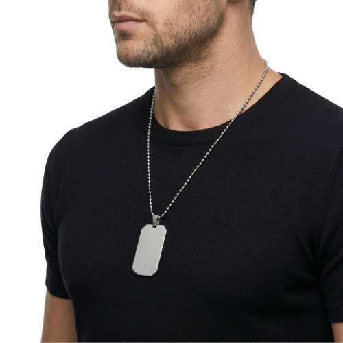 Collier Pendente Placa Militaire hexagonale Homme Acier Effet Miroir Personalizable