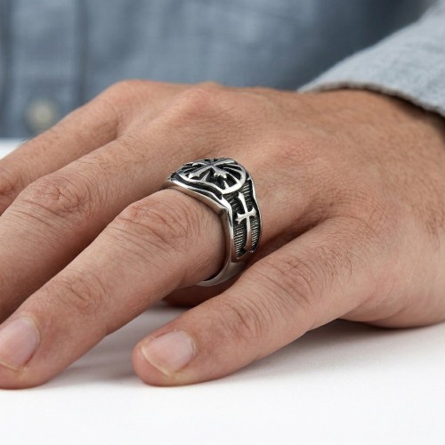 Anillo Caballero de acero inoxidable Blason Shield Templar