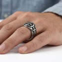 Bague chevalière homme acier inoxydable blason bouclier templier