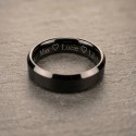 Bague de Mariage Homme en Carbure de Tungstène Bague Noire Bords Biseauté 6mm gravée